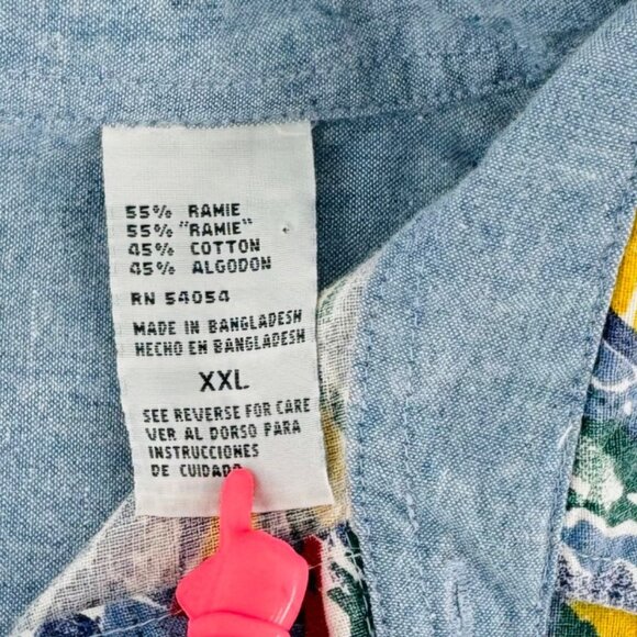 Vintage Bugle Boy Company Hawaiian Shirt XXL 100% Cotton Floral Beach Print - Picture 3 of 5